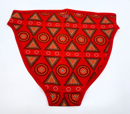 Women's organic cotton mid-rise bikini bottoms - Red Mara print