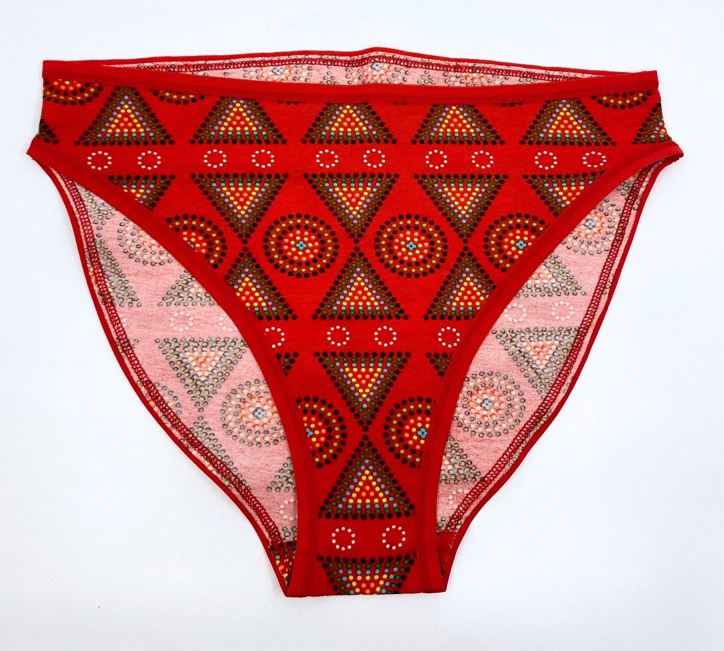 Women's organic cotton mid-rise bikini bottoms - Red Mara print
