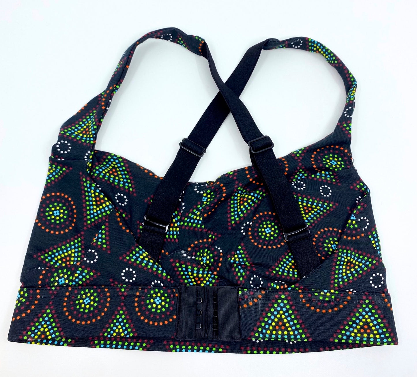 Women's organic cotton bra in black Mara print - more supportive style