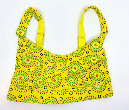 Women's organic cotton bra in yellow Mara print - more supportive style