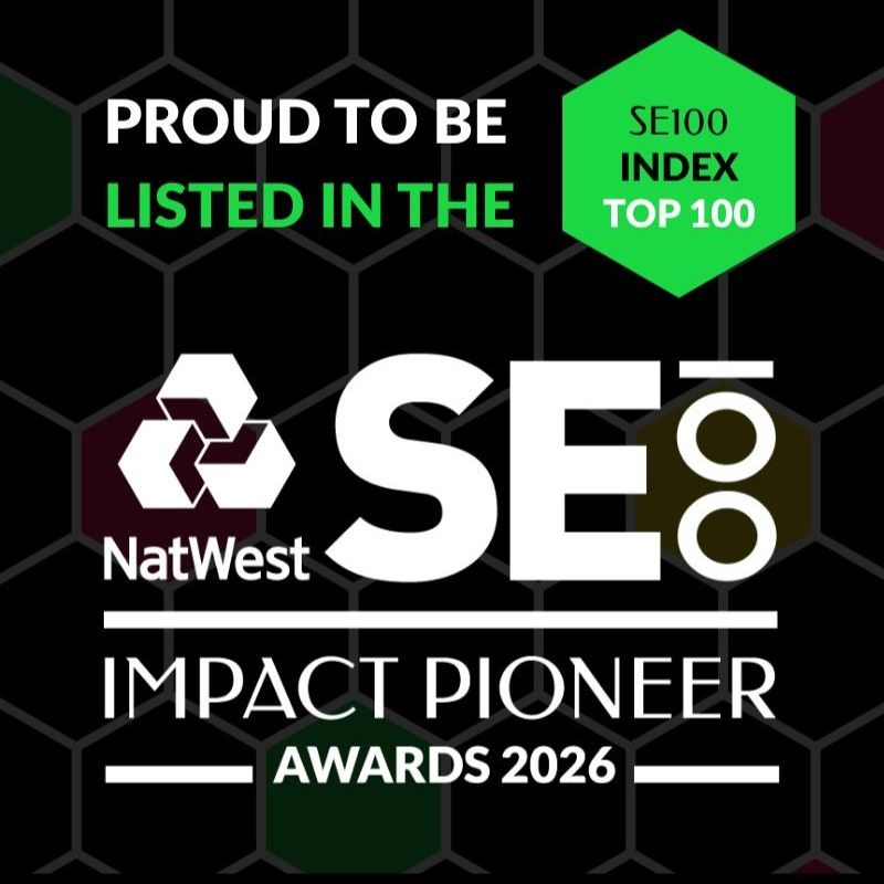 A picture of the Natwest SE 100 logo which reads, 'proud to be listed in the SE100 Indent Top 100. SE100 Impact Pioneer Awards 2026.'