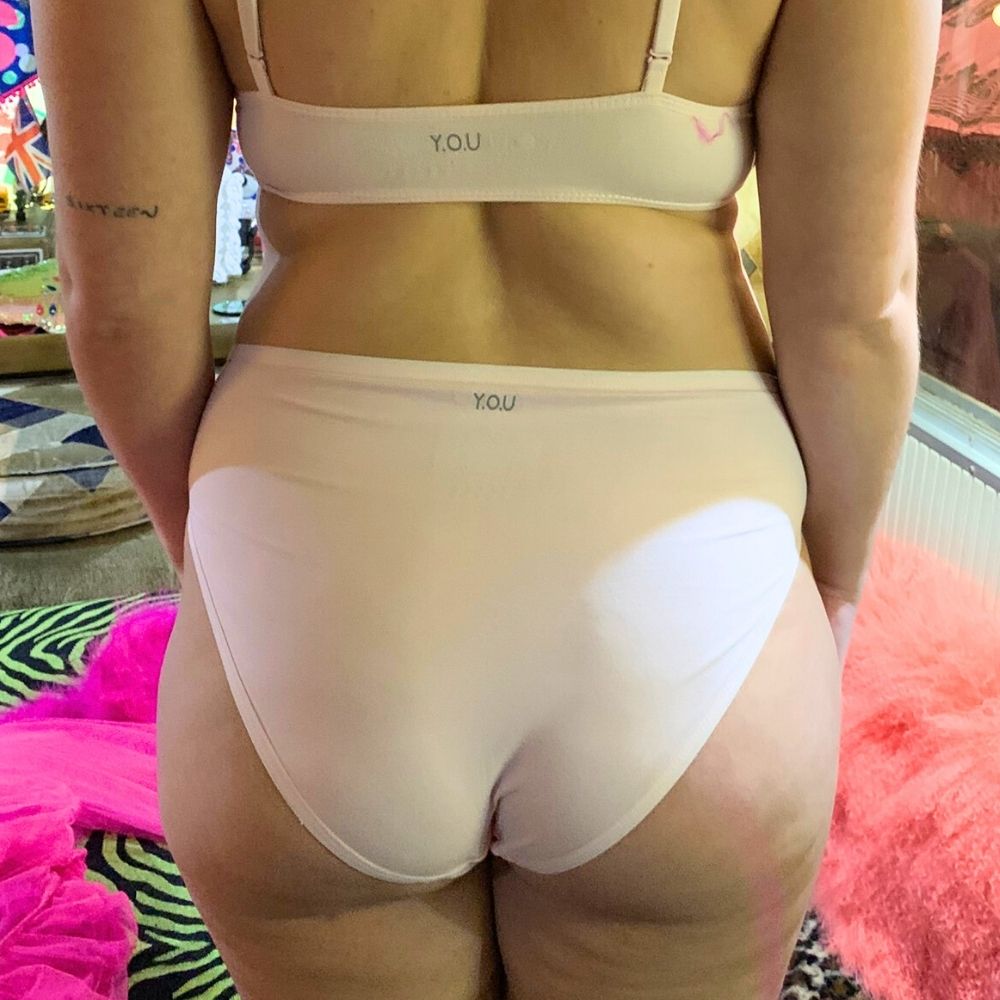 model wearing organic cotton mid rise bikini light pink - You Underwear