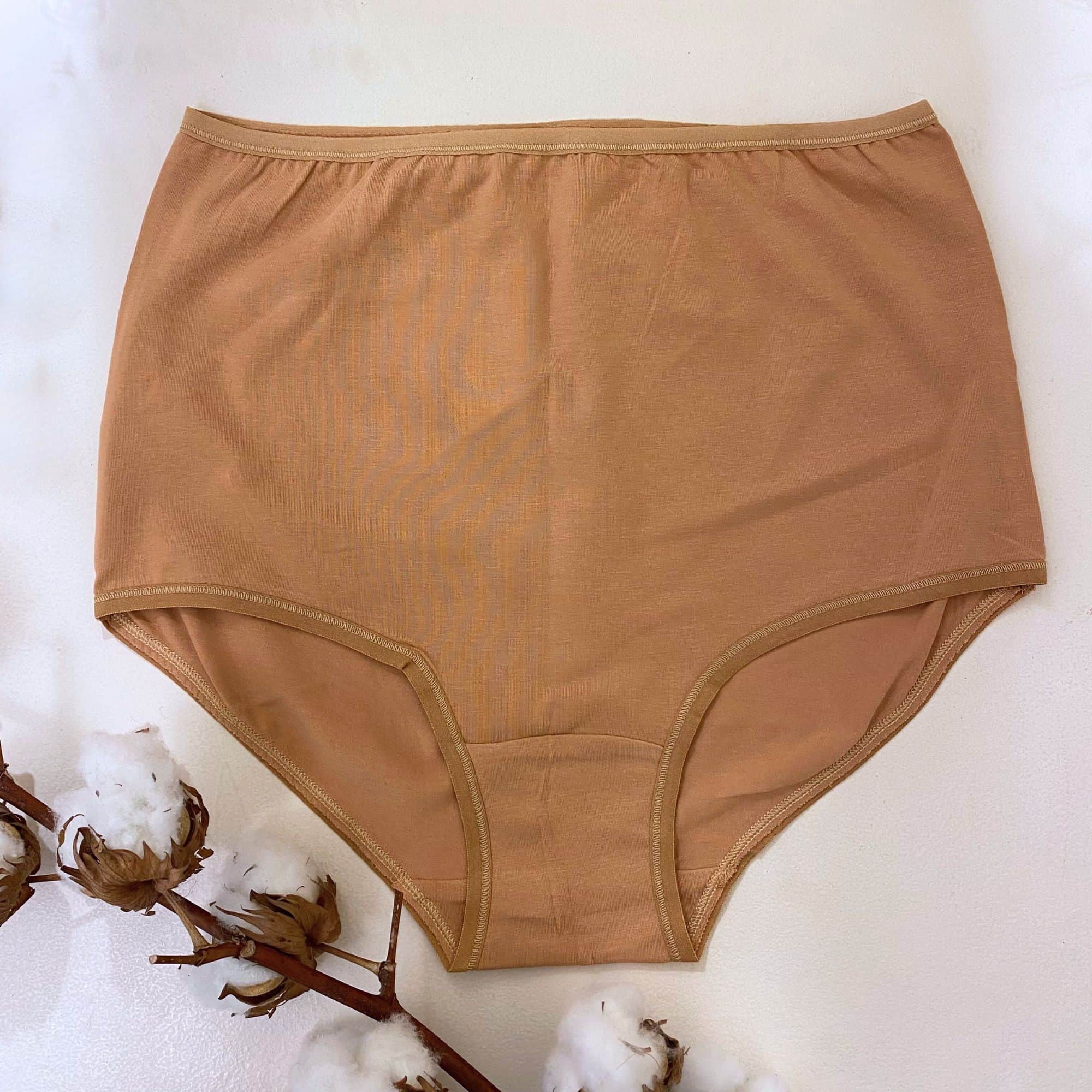 Organic cotton high-waisted knickers in almond (light nude)- Y.O.U Underwear