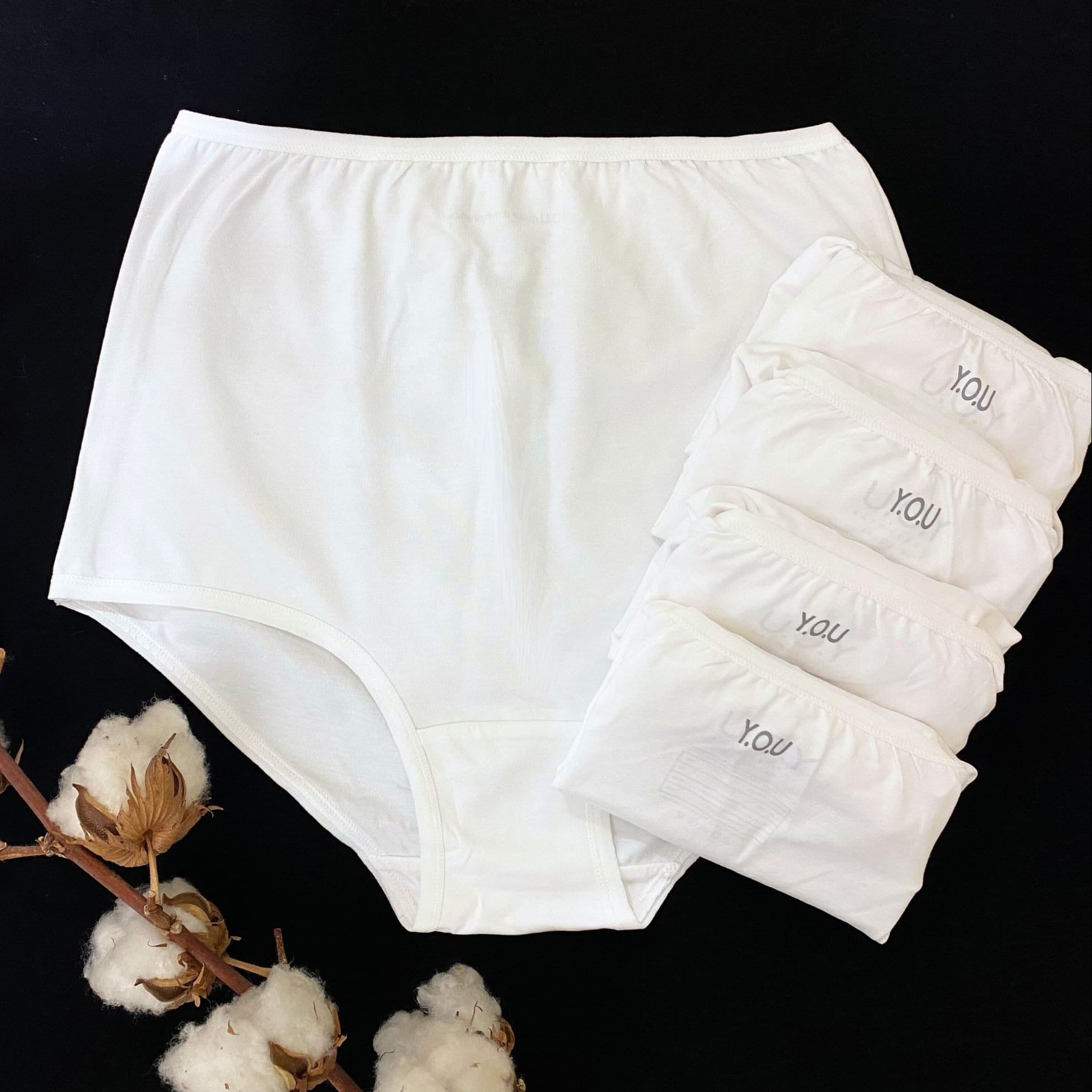 A 5 pack of organic cotton high-waisted knickers in white-Y.O.U Underwear