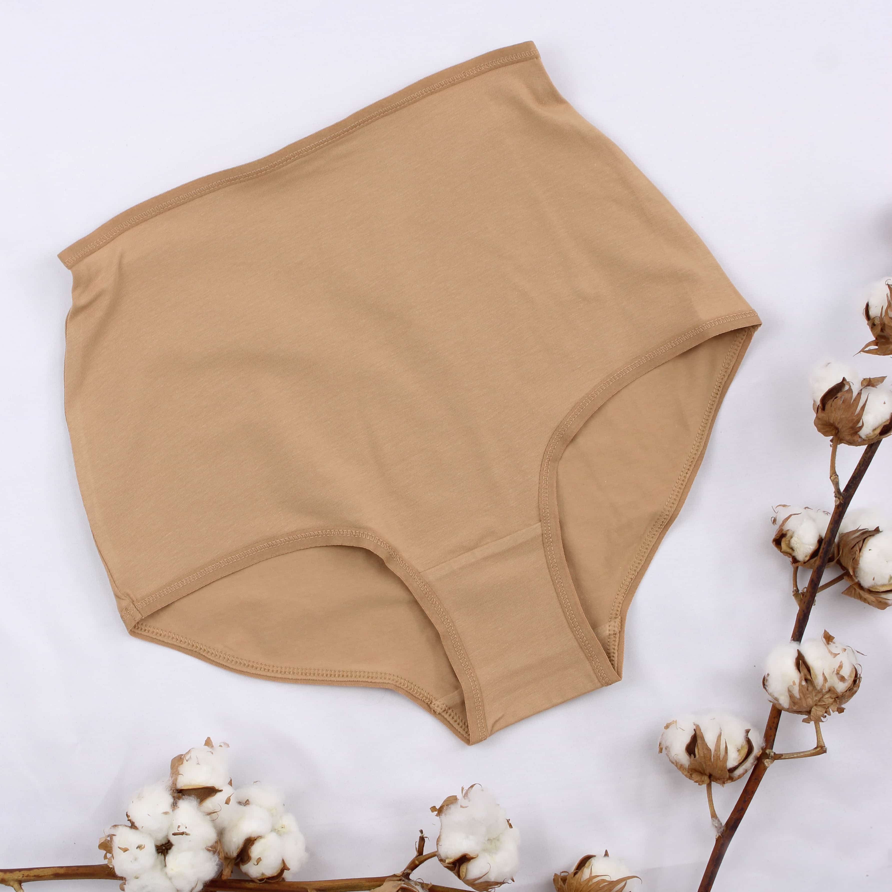 Image of organic cotton high-waisted knickers in almond-Y.O.U Underwear