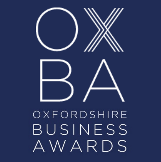 Oxfordshire Business Awards with a dark blue background