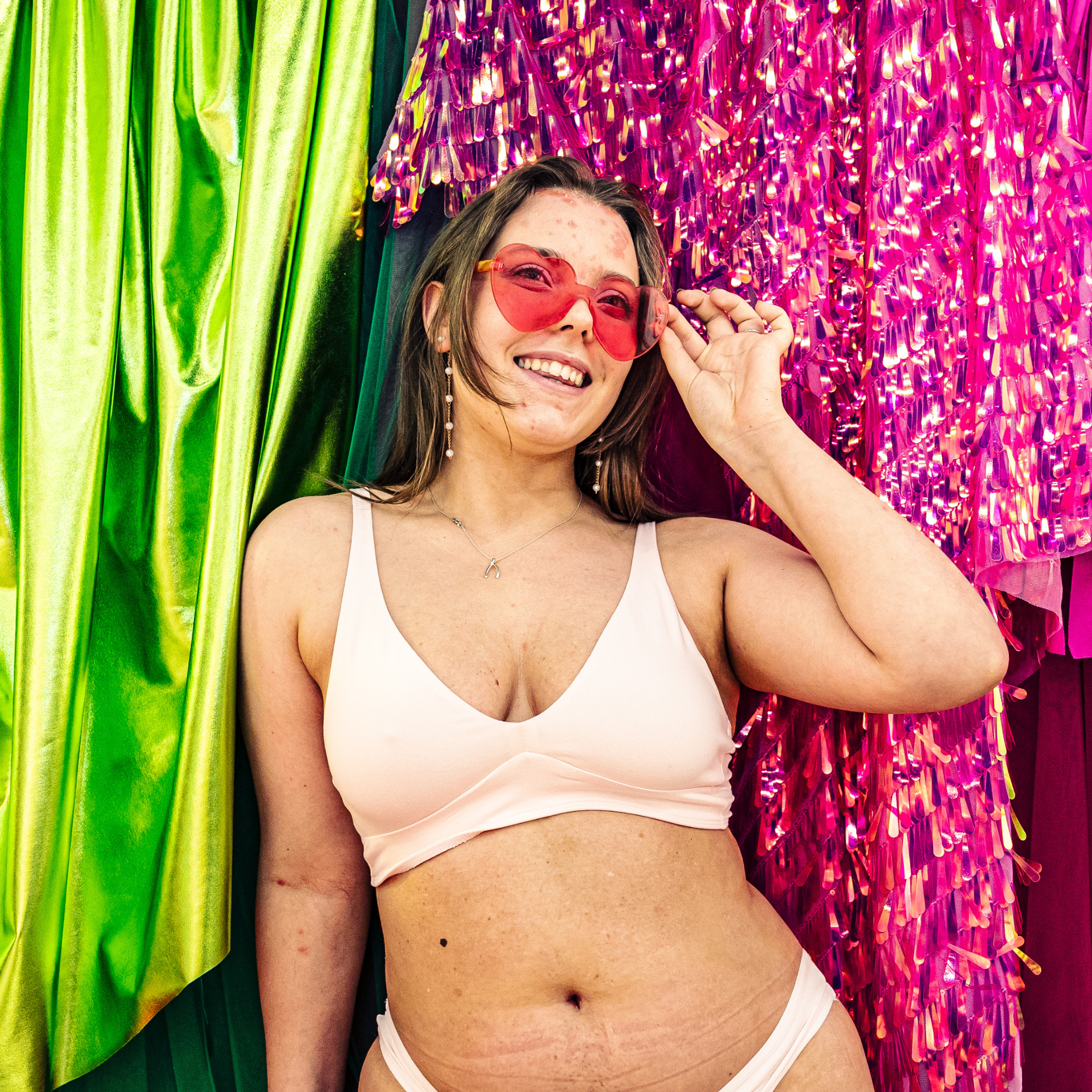 Women's organic cotton bralette in light pink