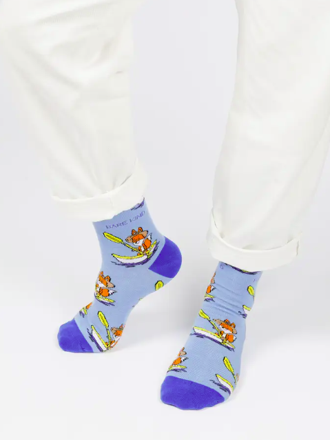 Bare Kind Bamboo Socks - Save the Fox (Blue)