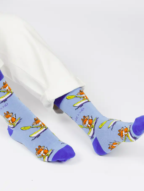 Bare Kind Bamboo Socks - Save the Fox (Blue)