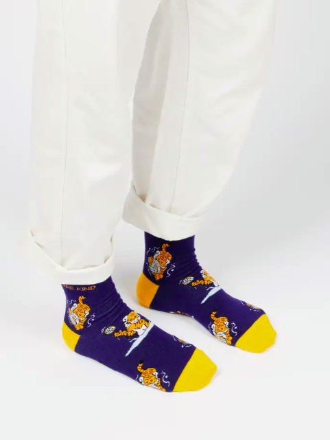 Bare Kind Bamboo Socks - Save the Tiger (Blue)
