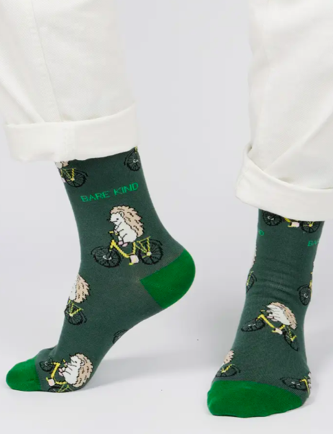 Bare Kind Bamboo Socks - Save the Hedgehog (bike)