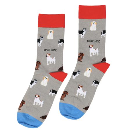 Bare Kind Bamboo Socks - Save the Dogs (grey)