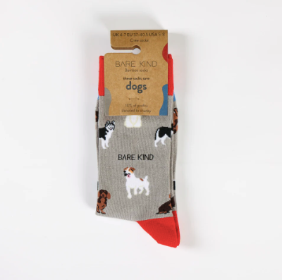 Bare Kind Bamboo Socks - Save the Dogs (grey)