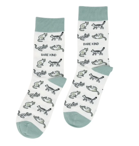 Bare Kind Bamboo Socks - Save the Cats (white)