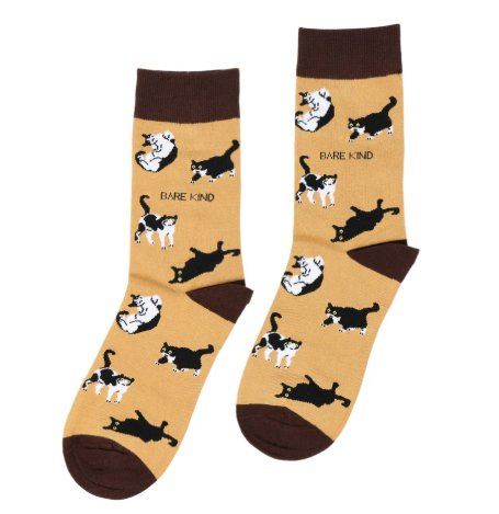 Bare Kind Bamboo Socks - Save the Cats (Yellow)