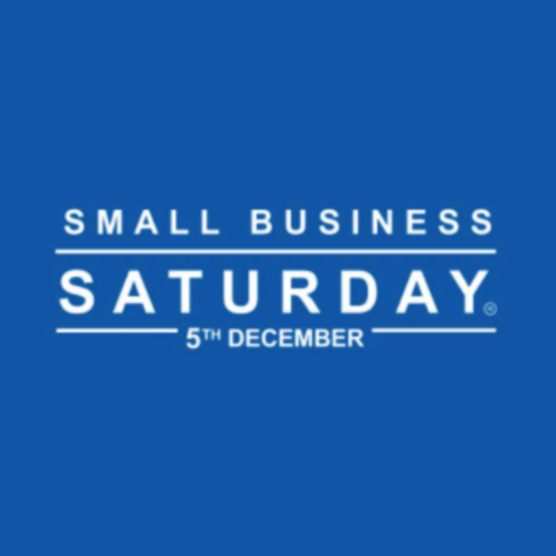 An image which reads, 'Small Business Saturday 5th December.' The writing is in white on a royal blue background.