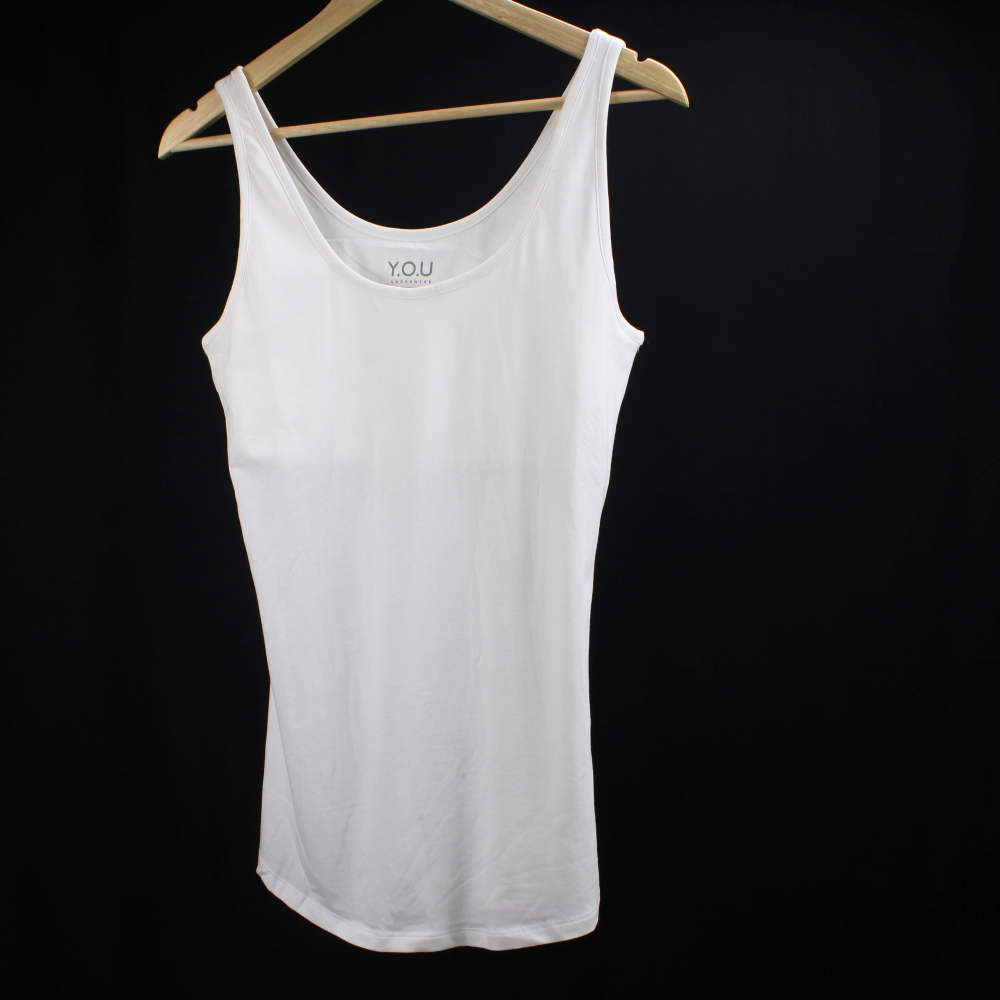 Organic cotton vest top - with hidden support - white