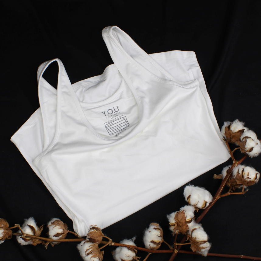 Organic cotton vest top - with hidden support - white