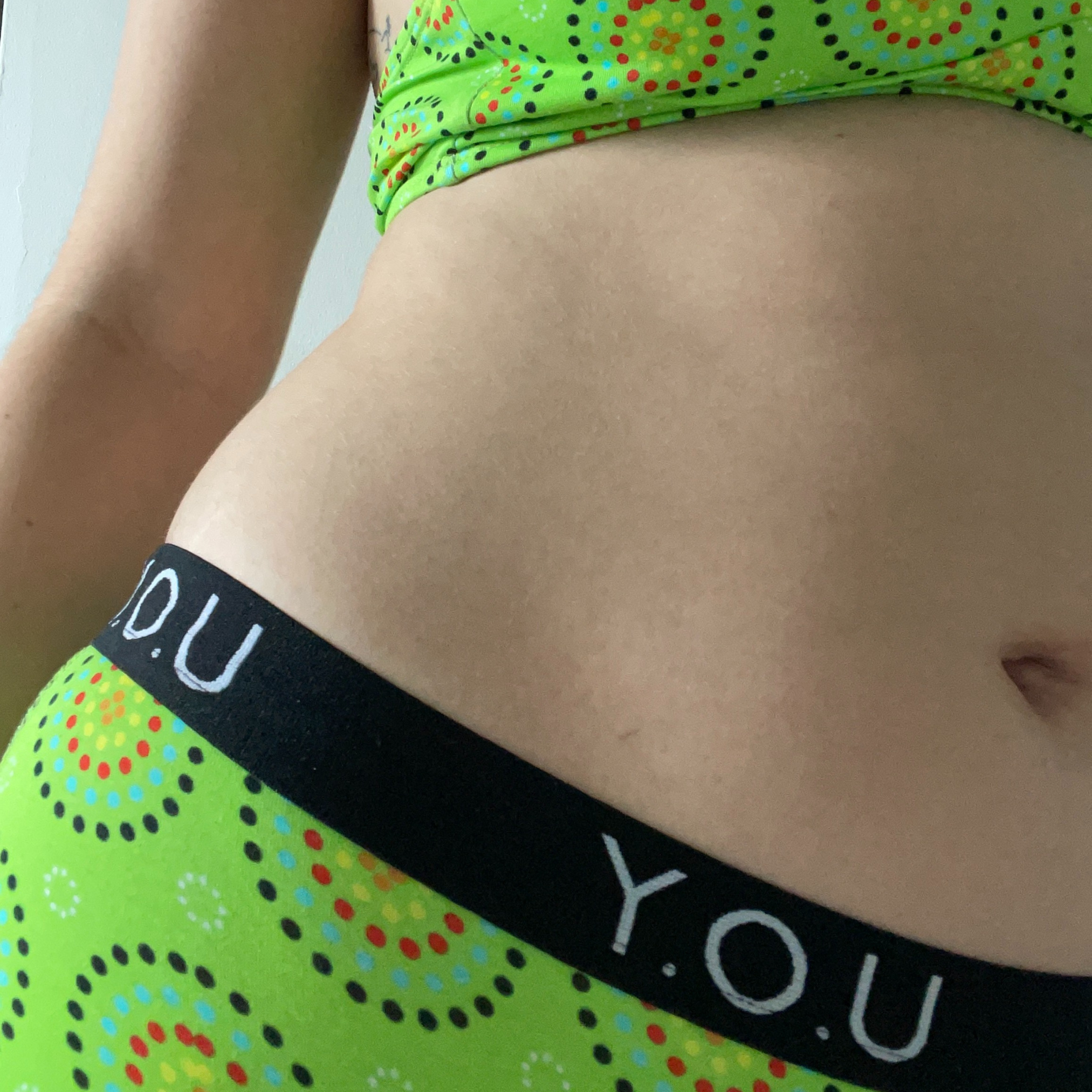 Women’s organic cotton boy shorts with Y.O.U elastic - Green Mara design