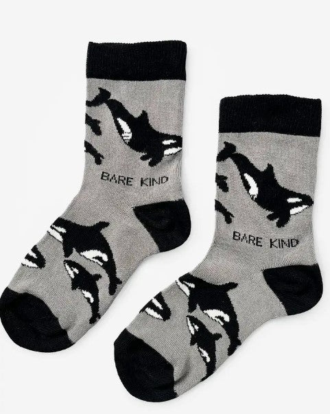 Bare Kind Bamboo Children's Socks - Save the Orcas - Y.O.U underwear
