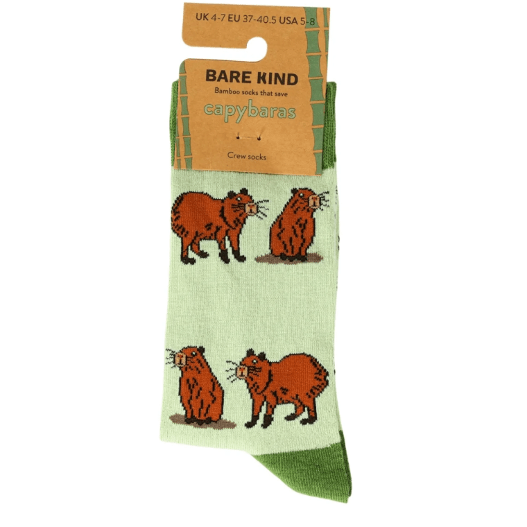 Bare Kind Bamboo Socks - Save the Capybara (Green) - Y.O.U underwear