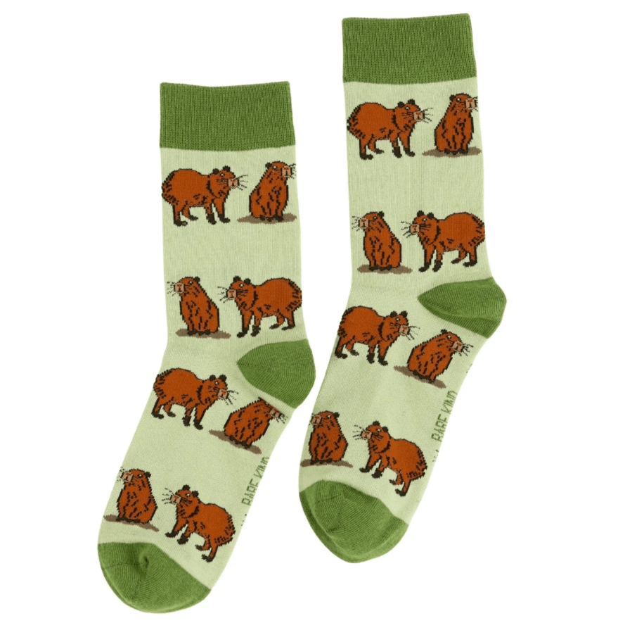 Bare Kind Bamboo Socks - Save the Capybara (Green) - Y.O.U underwear