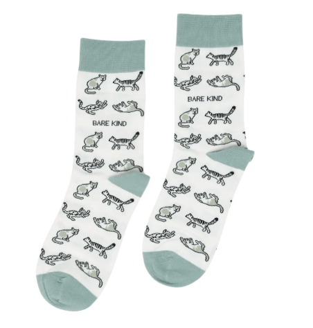 Bare Kind Bamboo Socks - Save the Cats (white) - Y.O.U underwear