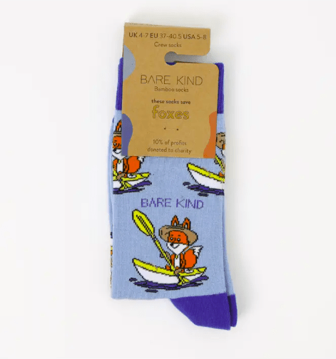 Bare Kind Bamboo Socks - Save the Fox (Blue) - Y.O.U underwear