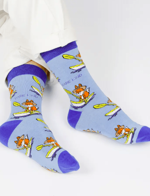Bare Kind Bamboo Socks - Save the Fox (Blue) - Y.O.U underwear