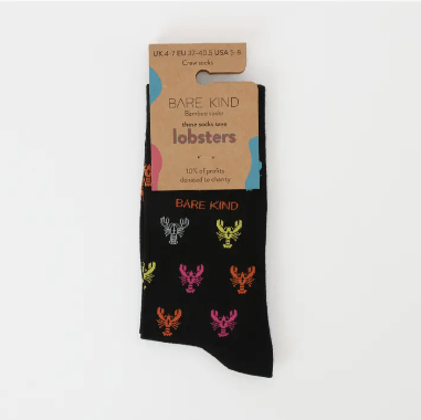 Bare Kind Bamboo Socks - Save the Lobsters Small Motif - Y.O.U underwear