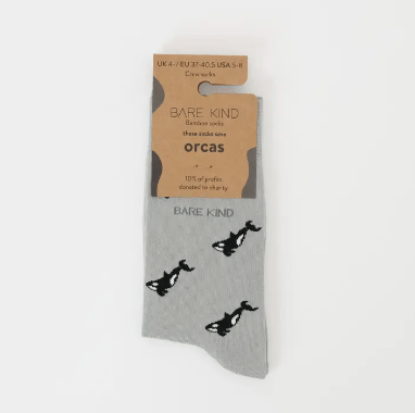 Bare Kind Bamboo Socks - Save the Orcas Small Motif - Y.O.U underwear
