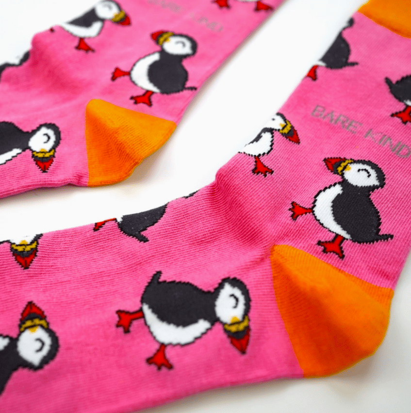 Bare Kind Bamboo Socks - Save the Puffin (Pink) - Y.O.U underwear