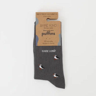 Bare Kind Bamboo Socks - Save the Puffin Small Motif - Y.O.U underwear