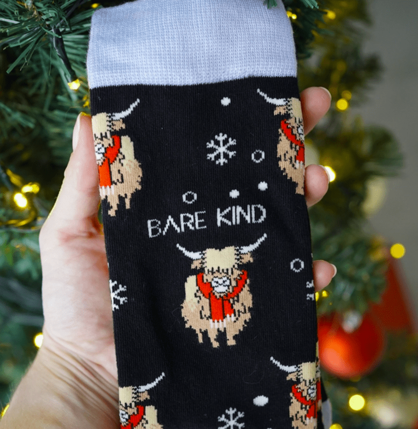 Bare Kind Christmas Highland Cow Socks - Y.O.U underwear