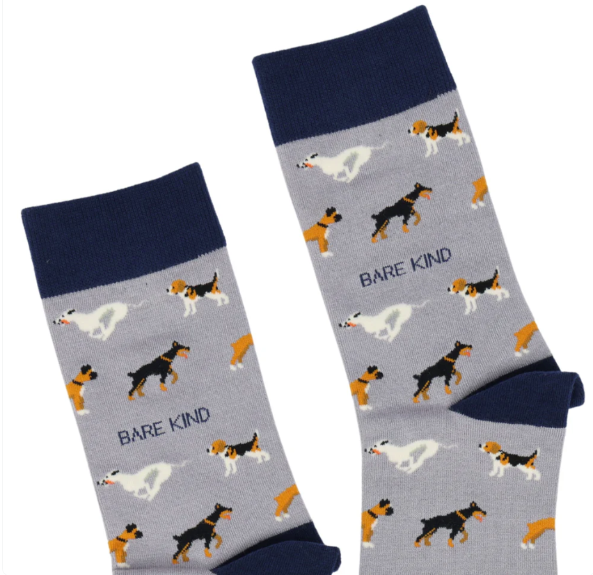 Bare Kind socks - Save the Dogs close up of a pair