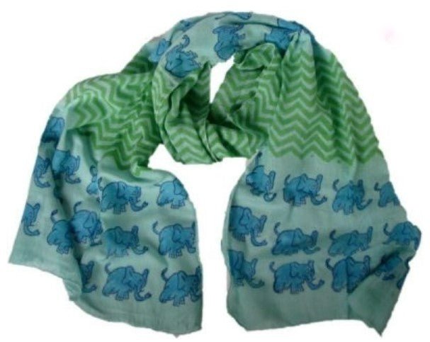 Elephant Scarf - Blue & Green - Where Does It Come From? - Y.O.U underwear