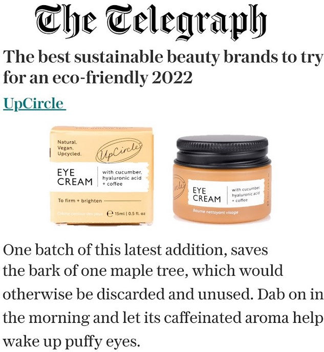 Eco Vegan Eye Cream with Cucumber, Hyaluronic Acid + Coffee UpCircle