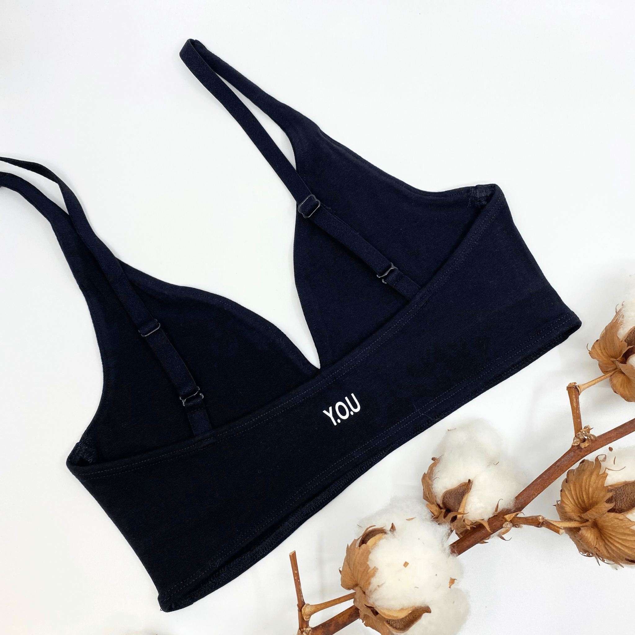 Girls' organic cotton bralette - black - Y.O.U underwear