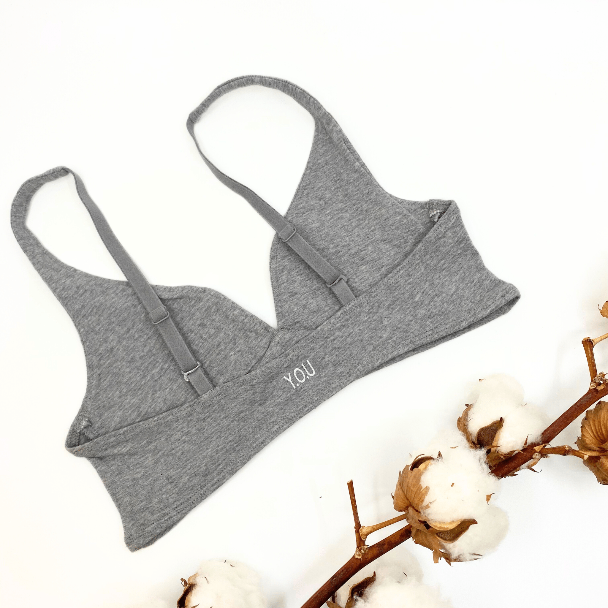 Girls' organic cotton bralette - light grey - Y.O.U underwear
