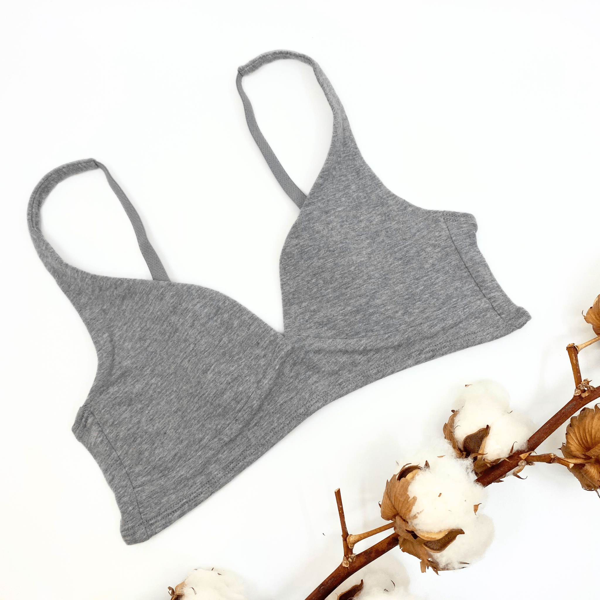 Girls' organic cotton bralette - light grey - Y.O.U underwear