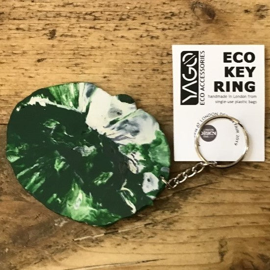 Keyring - recycled Y.O.U mailing bag