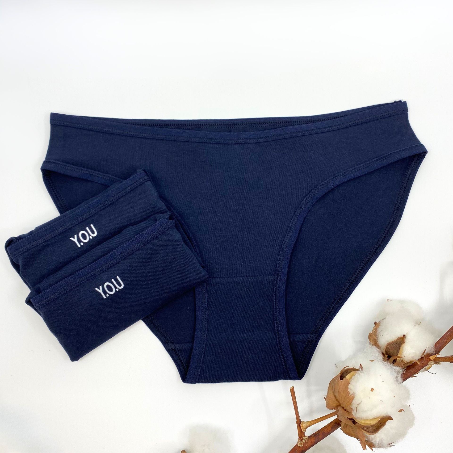 Women's organic cotton low-rise bikini bottoms - pack of 3