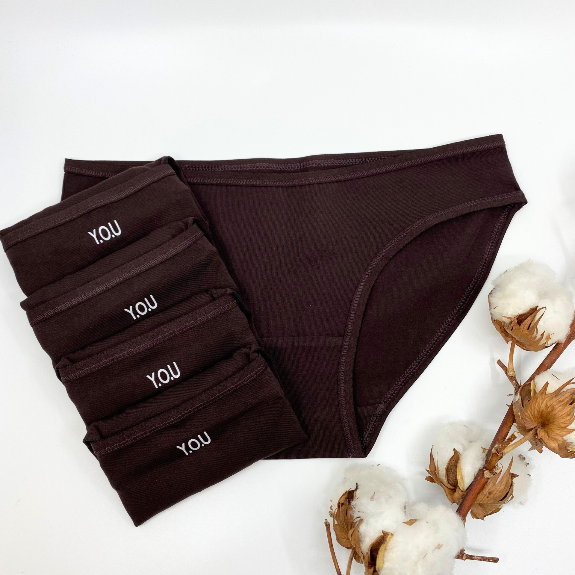 Women's organic cotton low-rise bikini bottoms - pack of 5