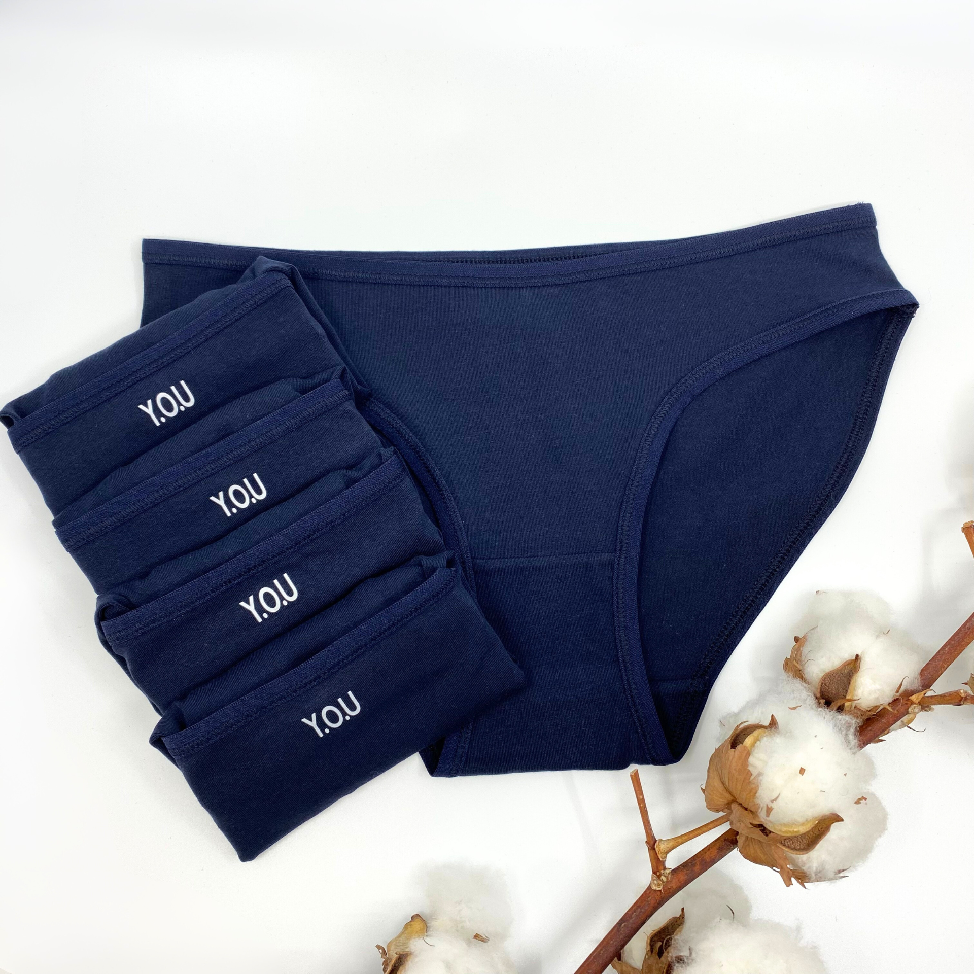 Women's organic cotton low-rise bikini bottoms - pack of 5