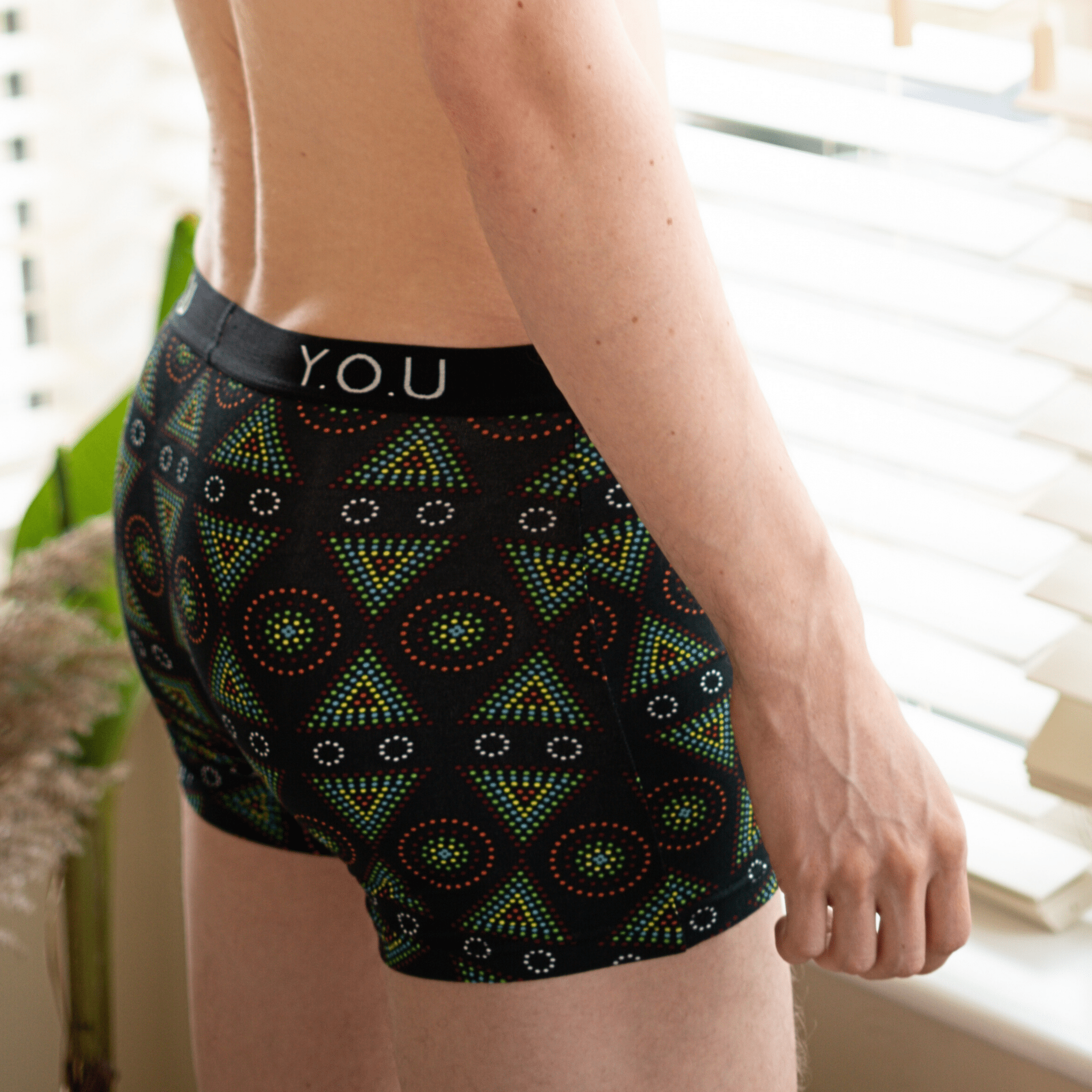 Men's organic cotton hipster trunks - Black Mara design - Y.O.U underwear