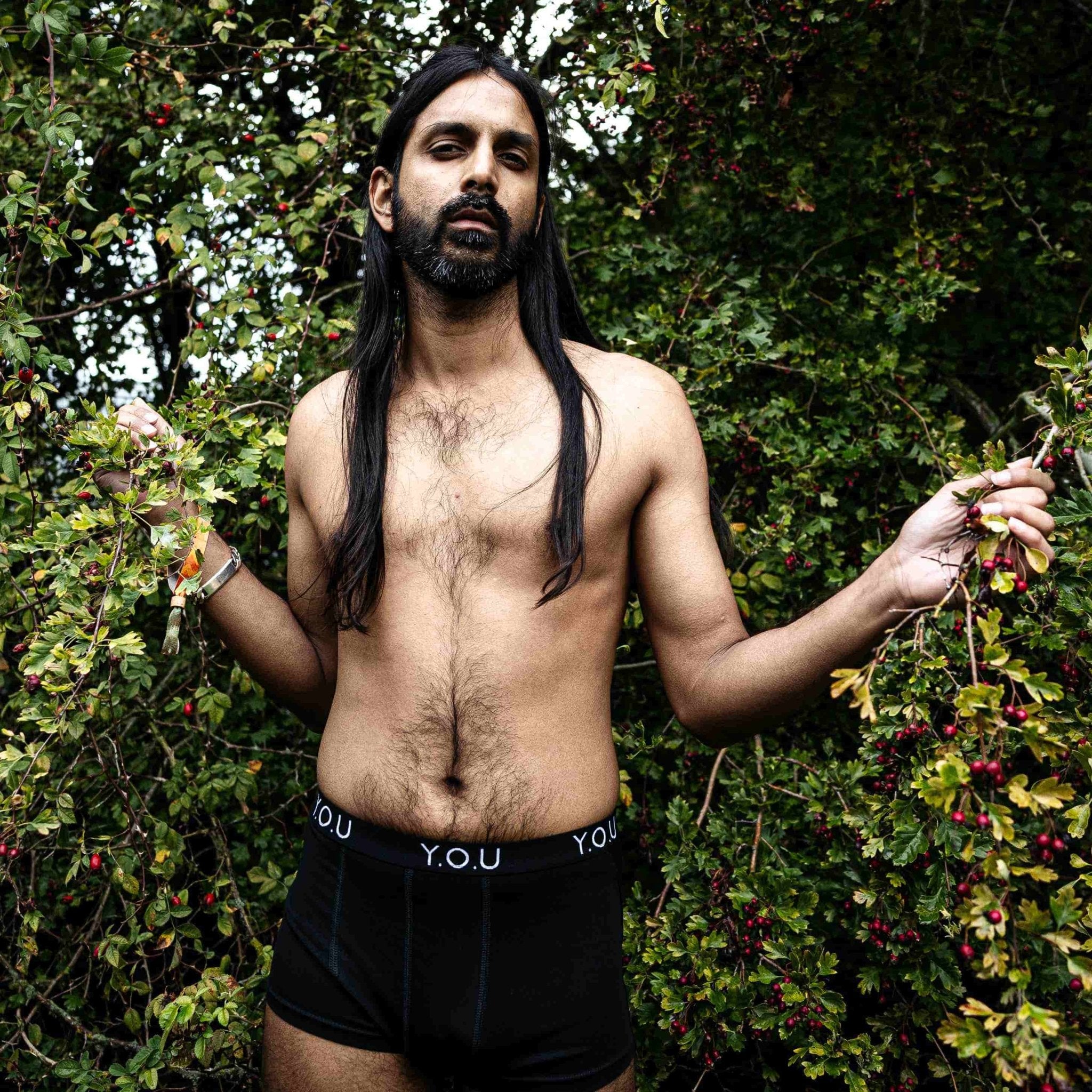 Men's organic cotton hipster trunks in black - Y.O.U underwear