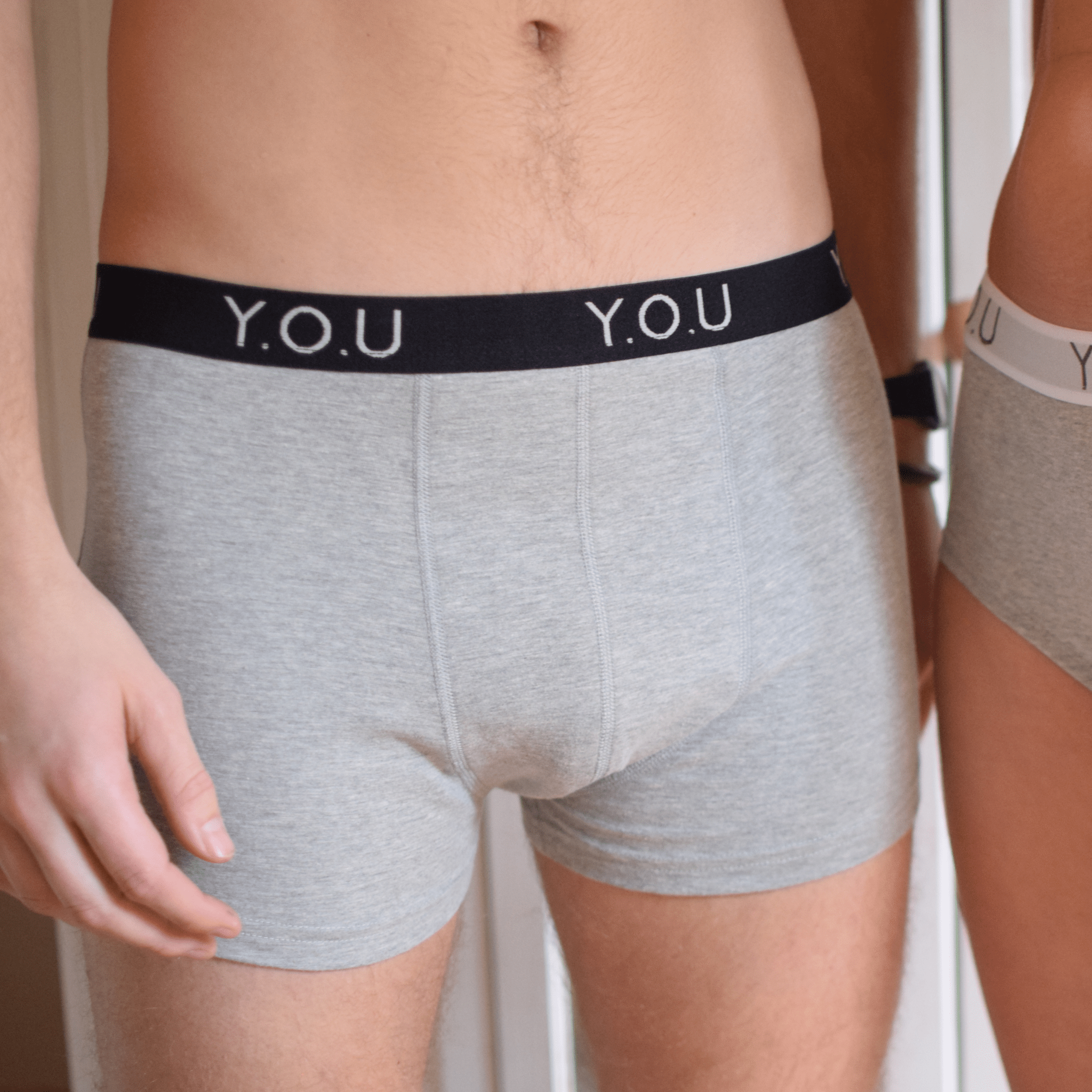 Men’s organic cotton hipster trunks in light grey (heather grey) - Y.O.U underwear