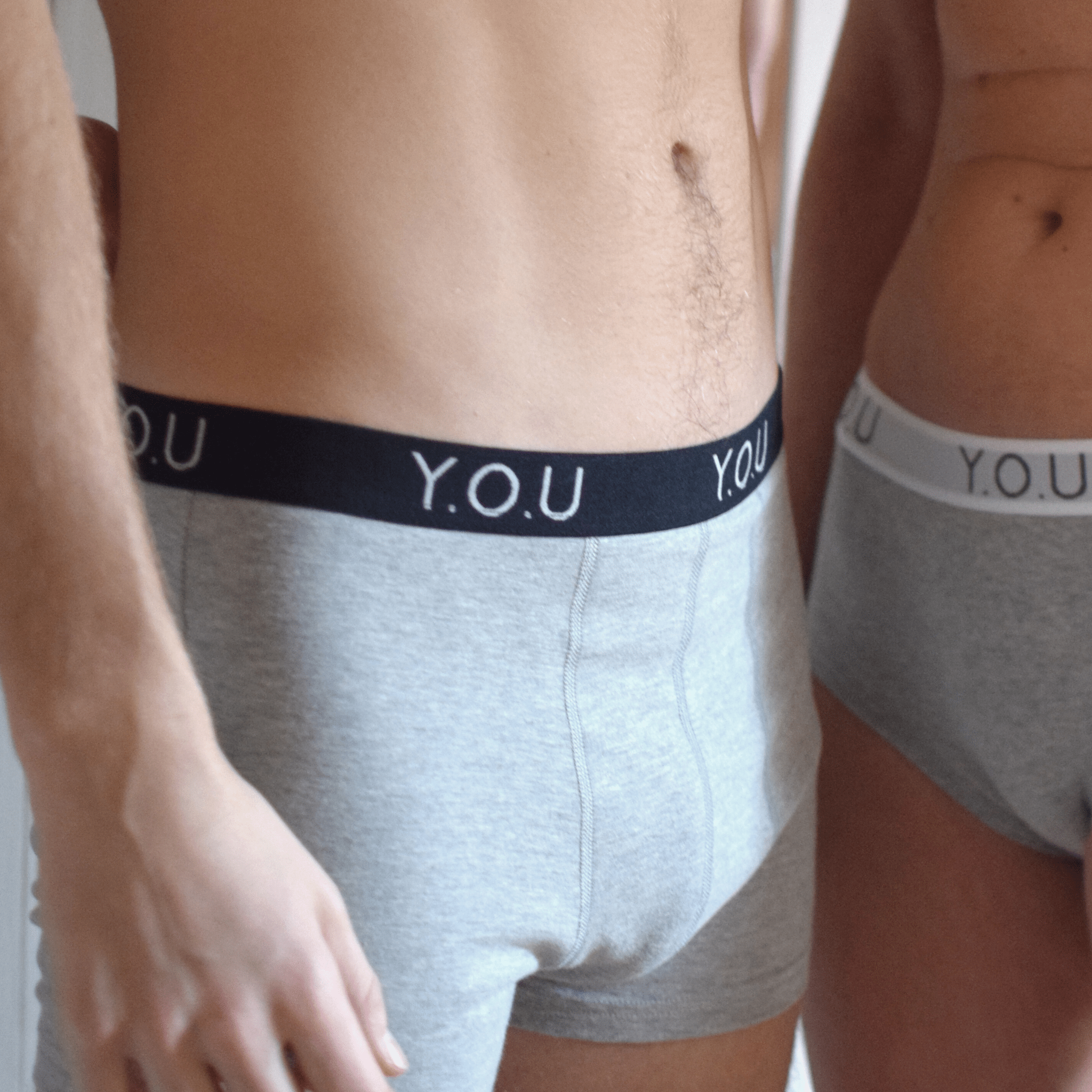 Men’s organic cotton hipster trunks in light grey (heather grey) - Y.O.U underwear