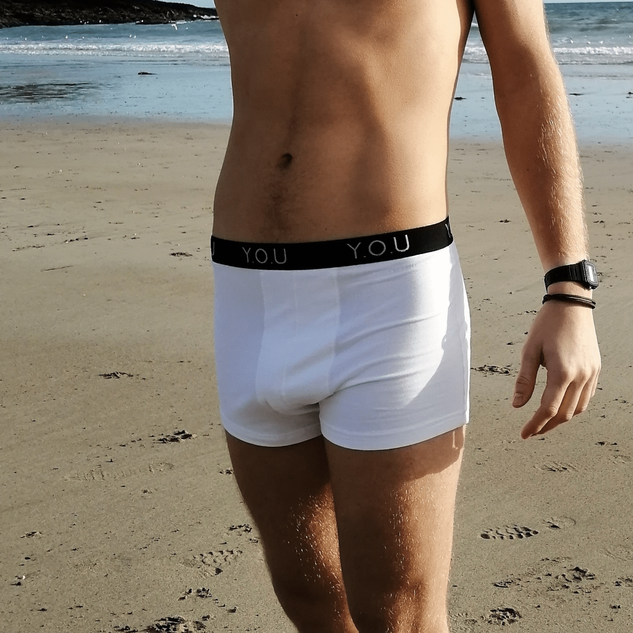 Men’s organic cotton hipster trunks in white - Y.O.U underwear