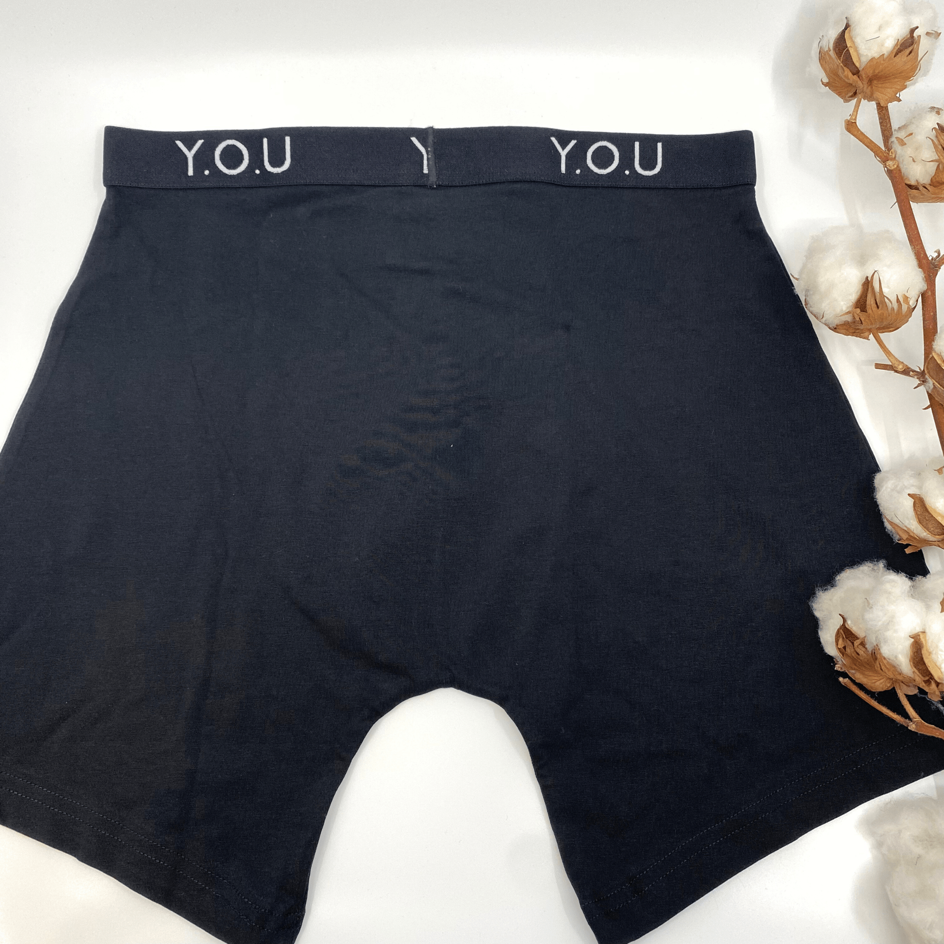 Men's organic cotton longer - leg trunks in black - Y.O.U underwear